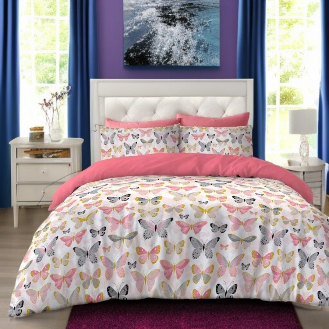 Reversible Duvet Quilt Cover Bedding Set Single Double King Size With Pillowcase